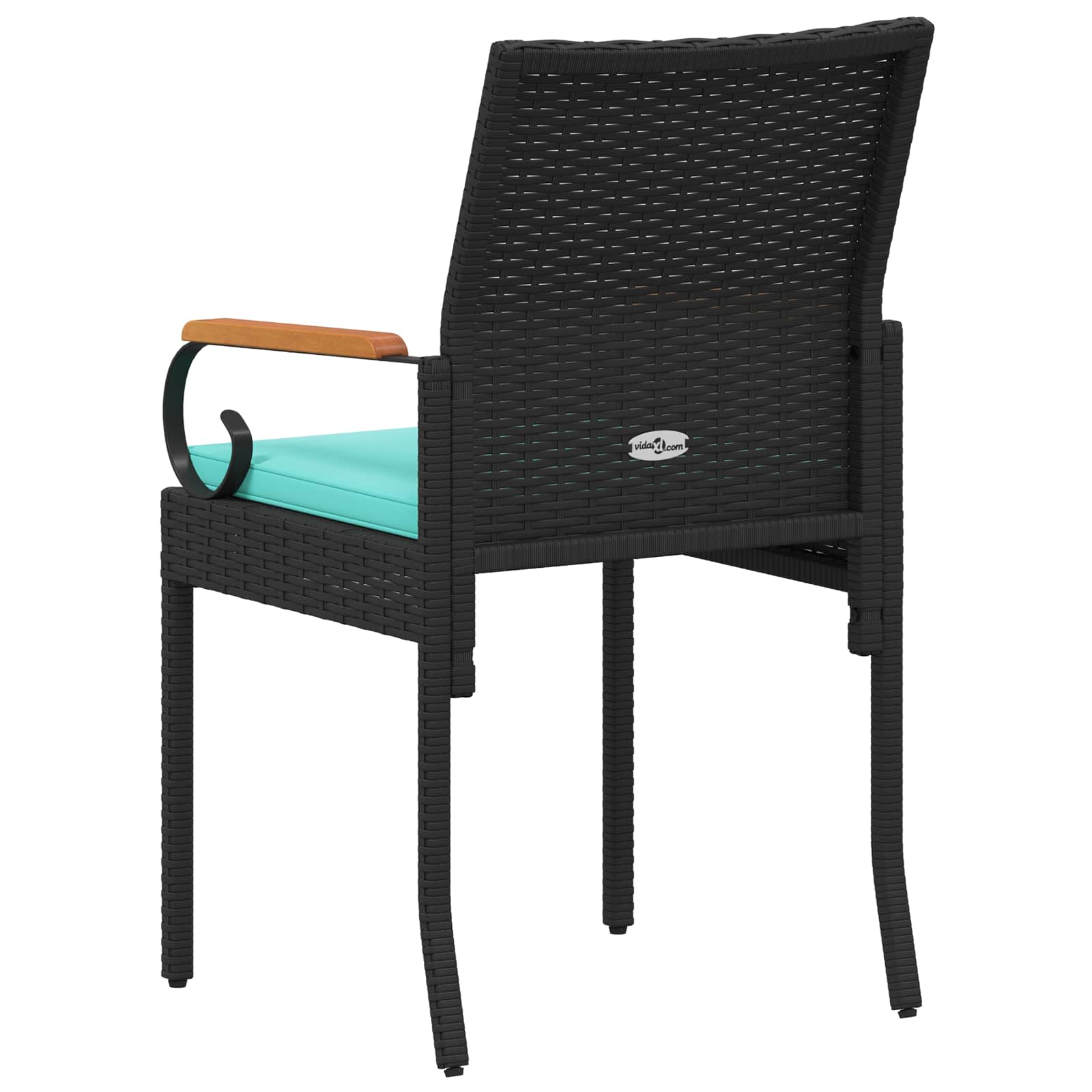 Gartenstühle 4 pcs Schwarz und Türkis Poly-Rattan und Akazie