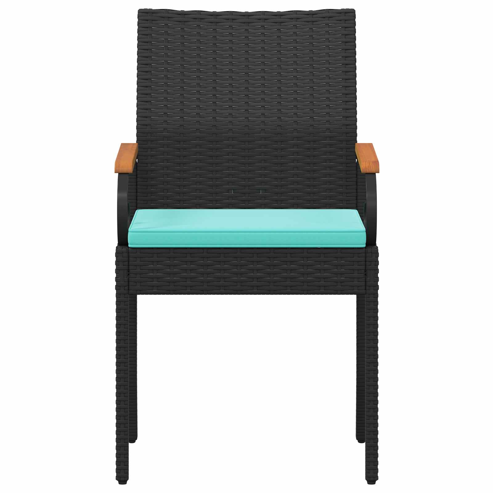 Gartenstühle 4 pcs Schwarz und Türkis Poly-Rattan und Akazie