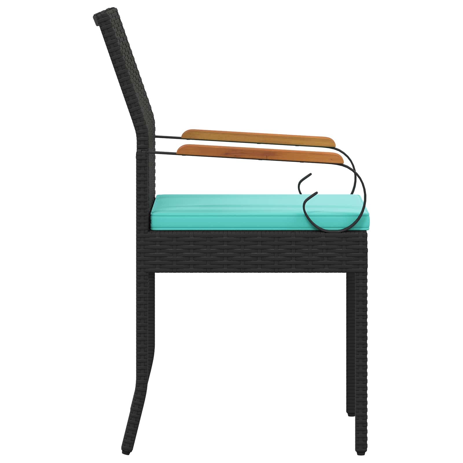Gartenstühle 4 pcs Schwarz und Türkis Poly-Rattan und Akazie