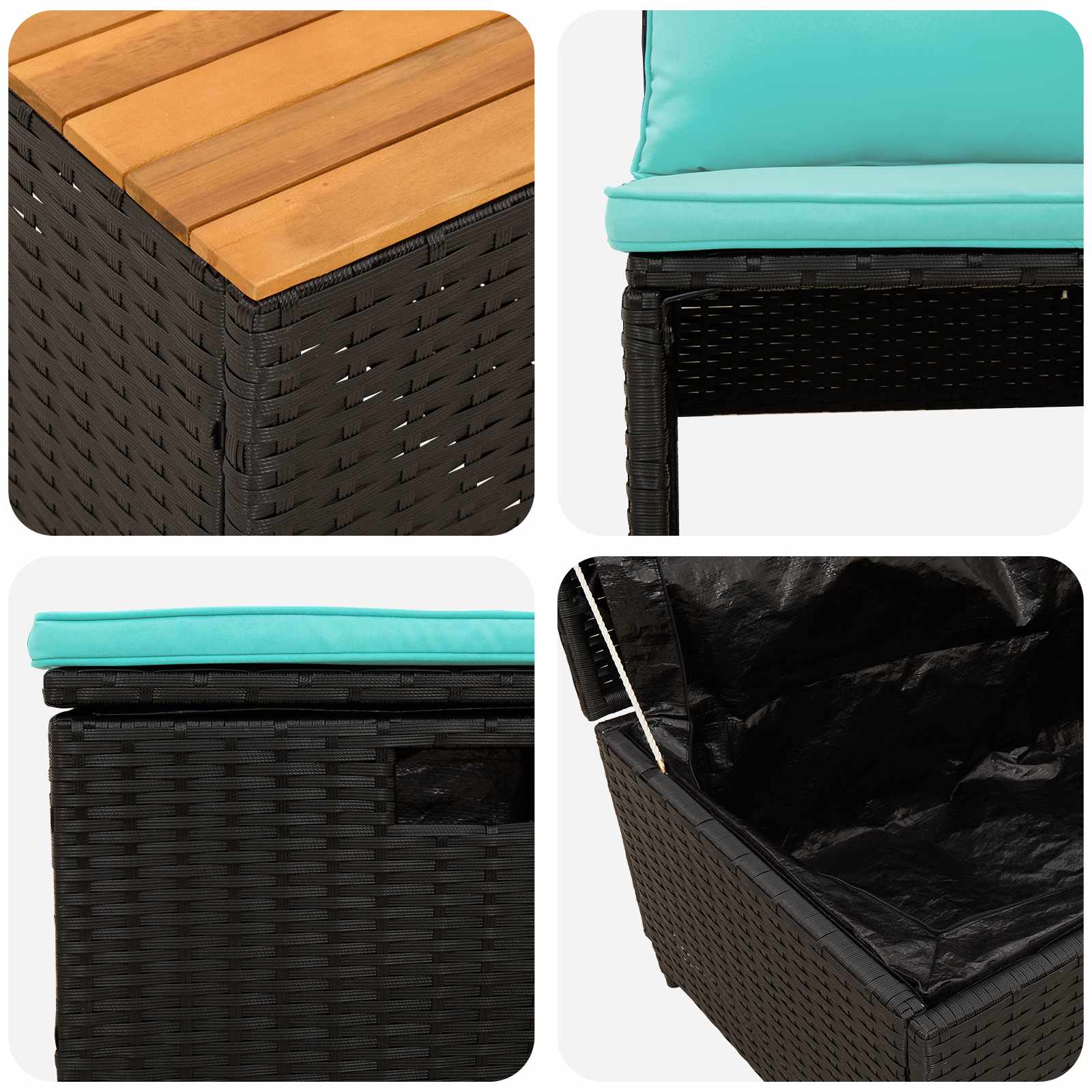 Outdoor-Sofagarnitur 4-Sitzanzahl 4 pcs 55 x 30 x 39 cm