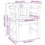 Rosenbank Natur 68,5 x 46 x 82,5 cm Massivholz Akazie