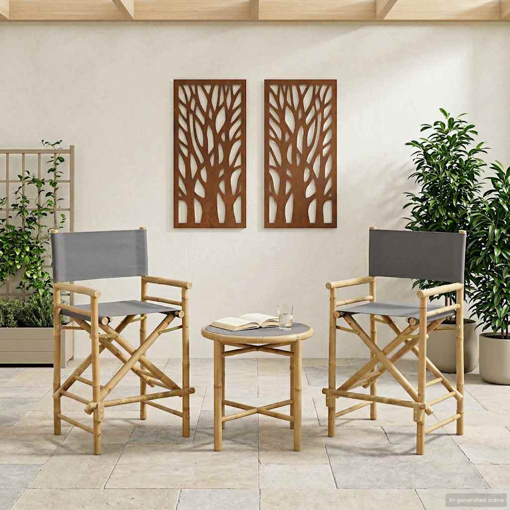 Klappstuhl für Regisseure 2 pcs Natur Bambus