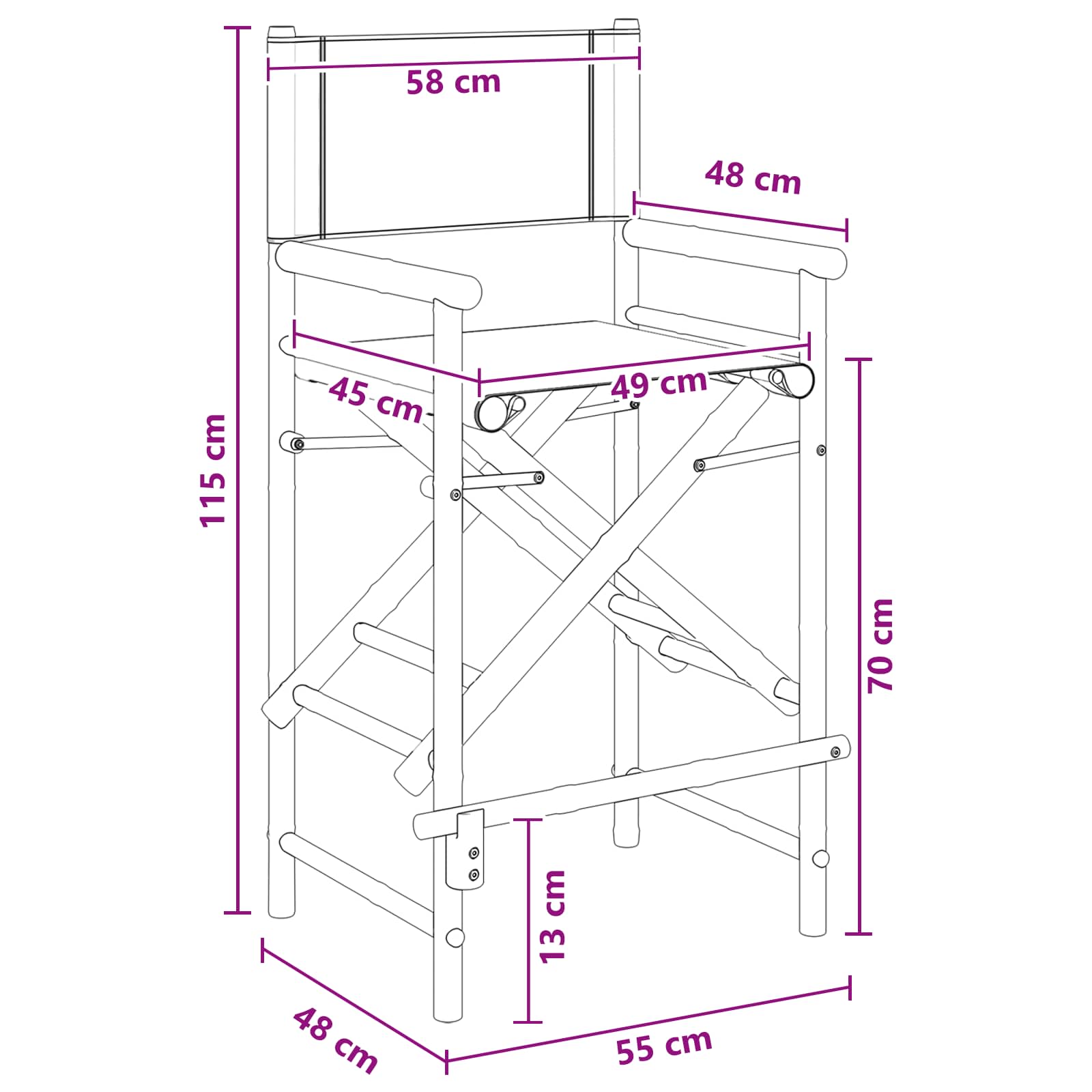Klappstuhl für Regisseure 2 pcs Natur Bambus