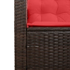 Outdoor-Sofagarnitur mit Kissen 2 pcs Braun und Rot Poly-Rattan