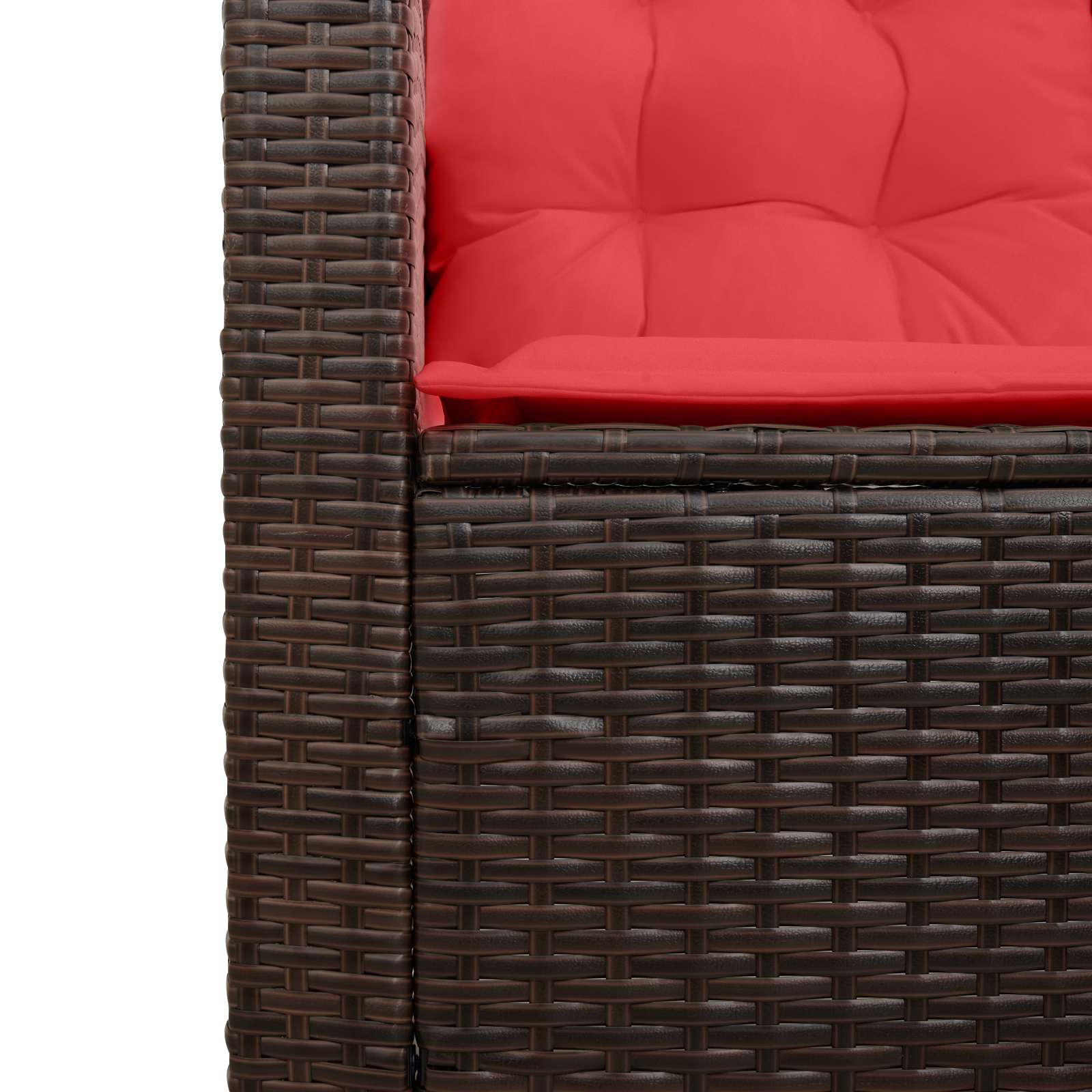 Outdoor-Sofagarnitur mit Kissen 2 pcs Braun und Rot Poly-Rattan