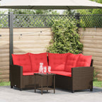 Outdoor-Sofagarnitur mit Kissen 2 pcs Braun und Rot Poly-Rattan