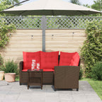 Outdoor-Sofagarnitur mit Kissen 2 pcs Braun und Rot Poly-Rattan