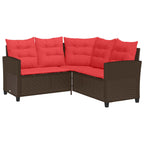 Outdoor-Sofagarnitur mit Kissen 2 pcs Braun und Rot Poly-Rattan