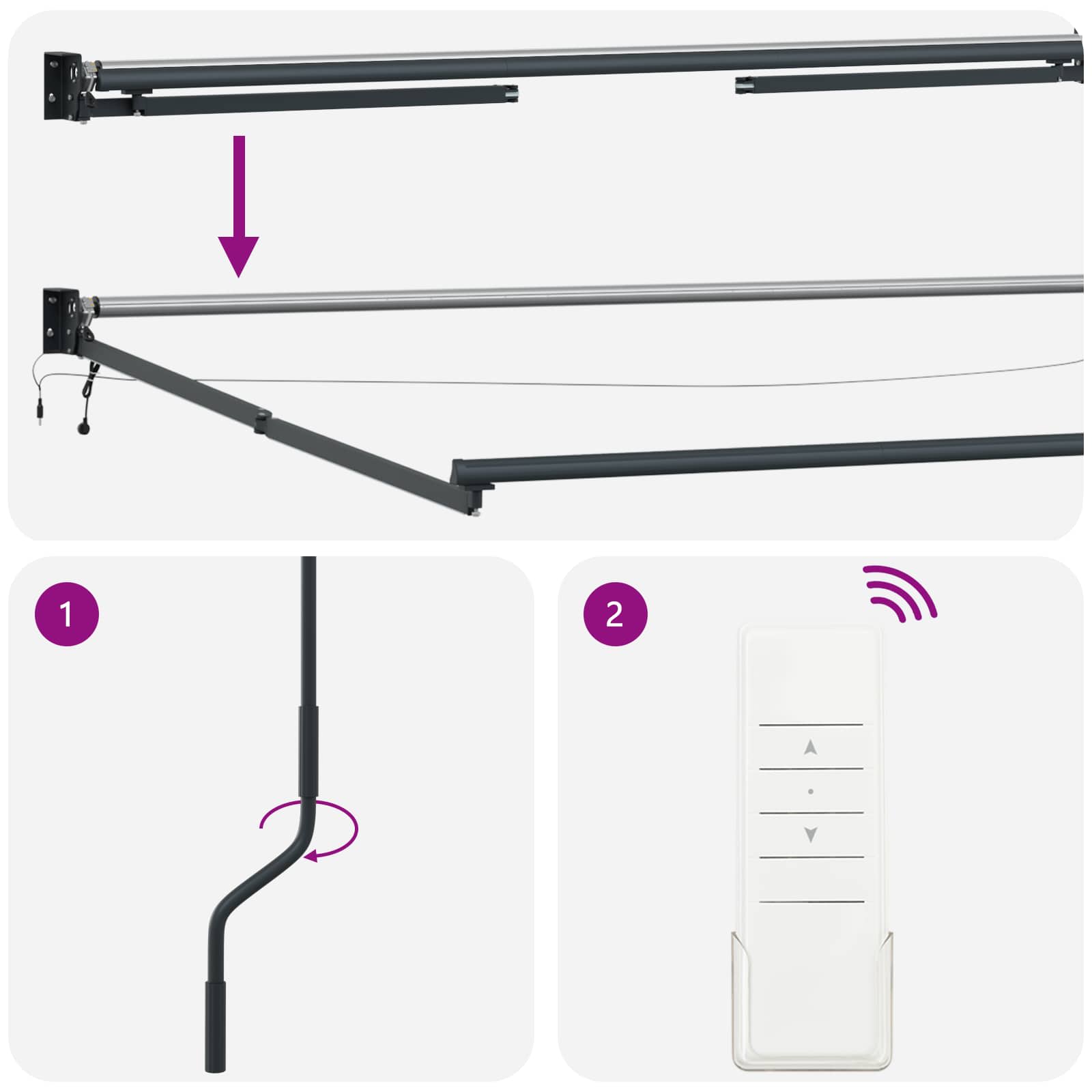 Elektrisches Markisenrahmen Anthrazit 4 x 2 m Aluminium