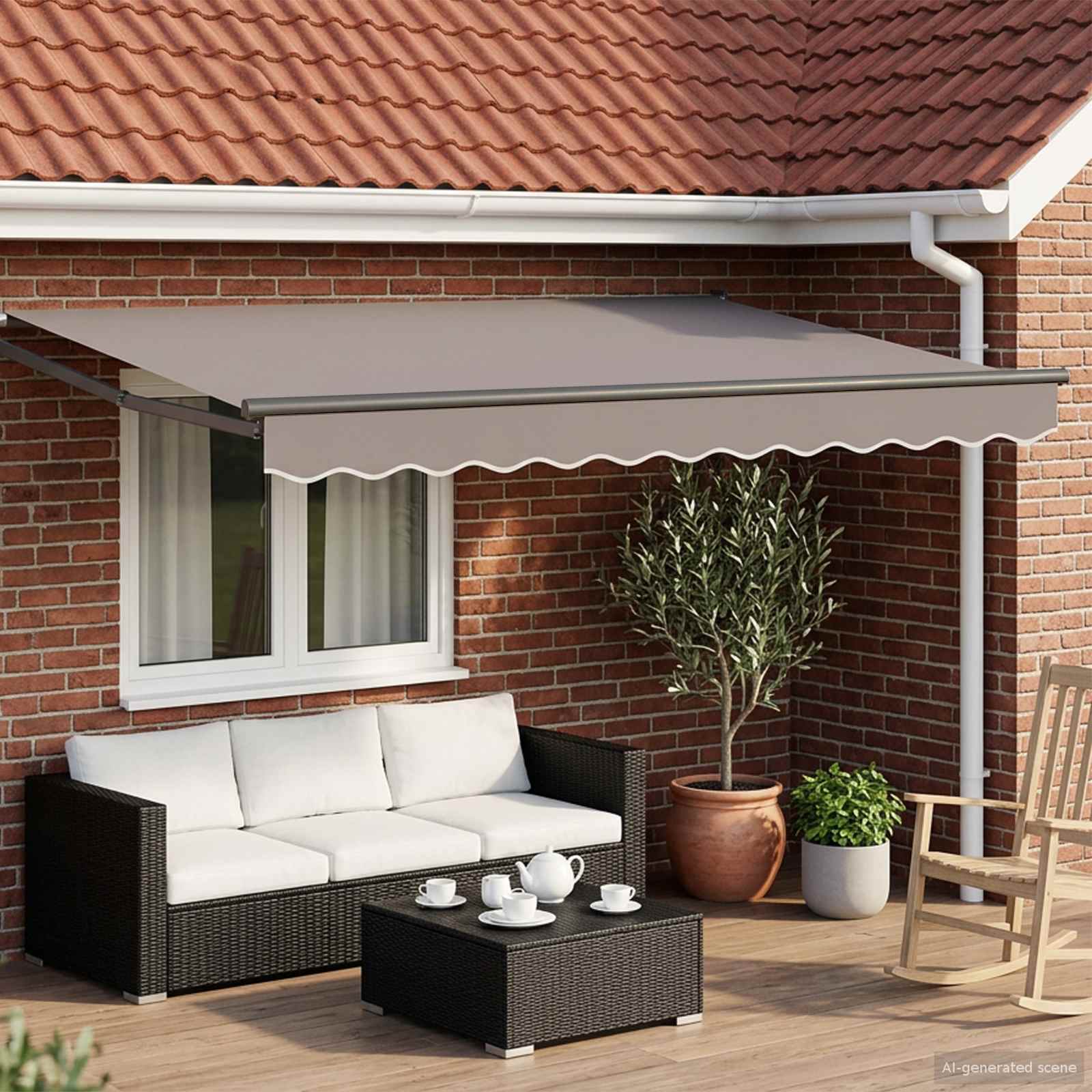 Elektrisches Markisenrahmen Anthrazit 3 x 2,5 m Aluminium