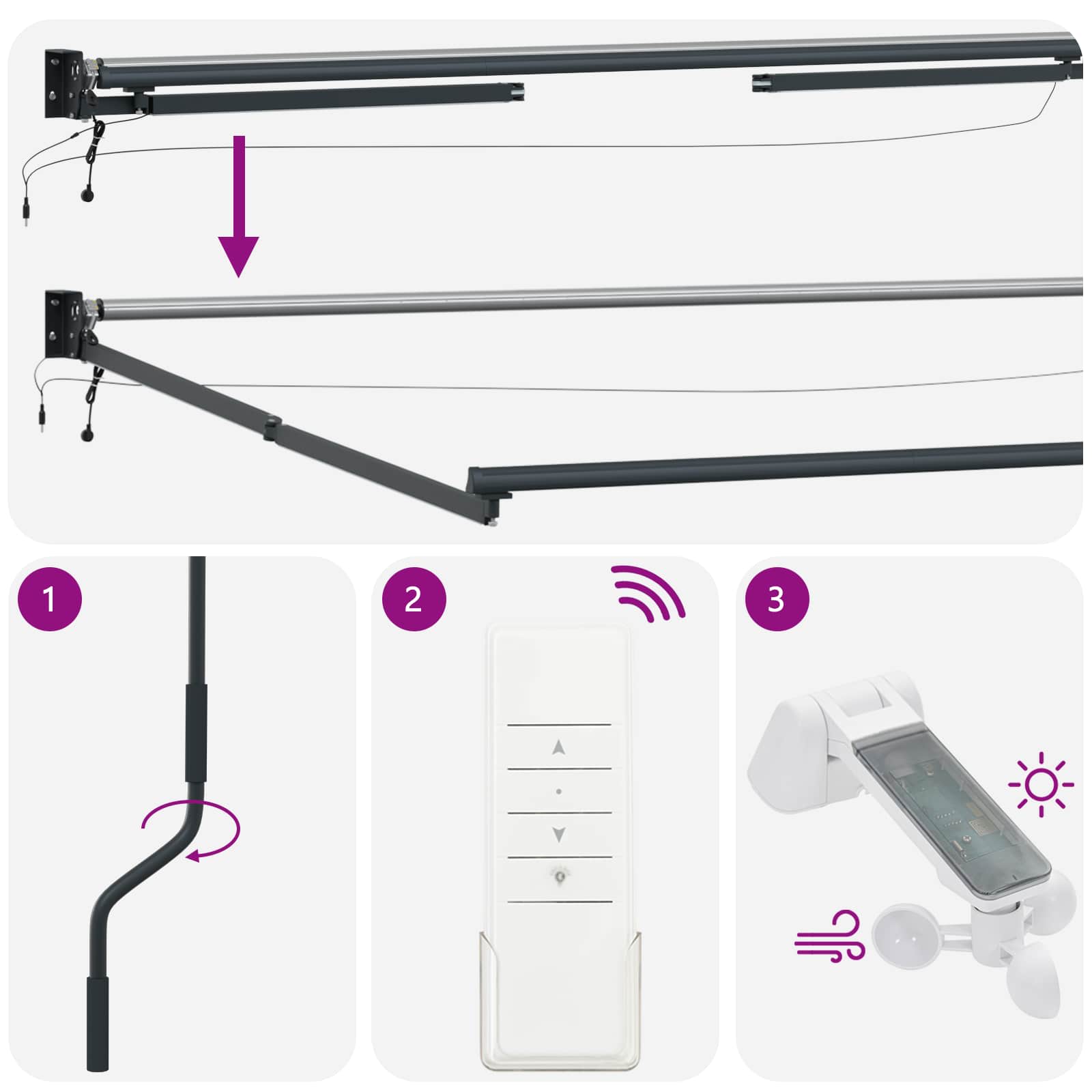 Elektrisches Markisenrahmen Anthrazit 3 x 2,5 m Aluminium