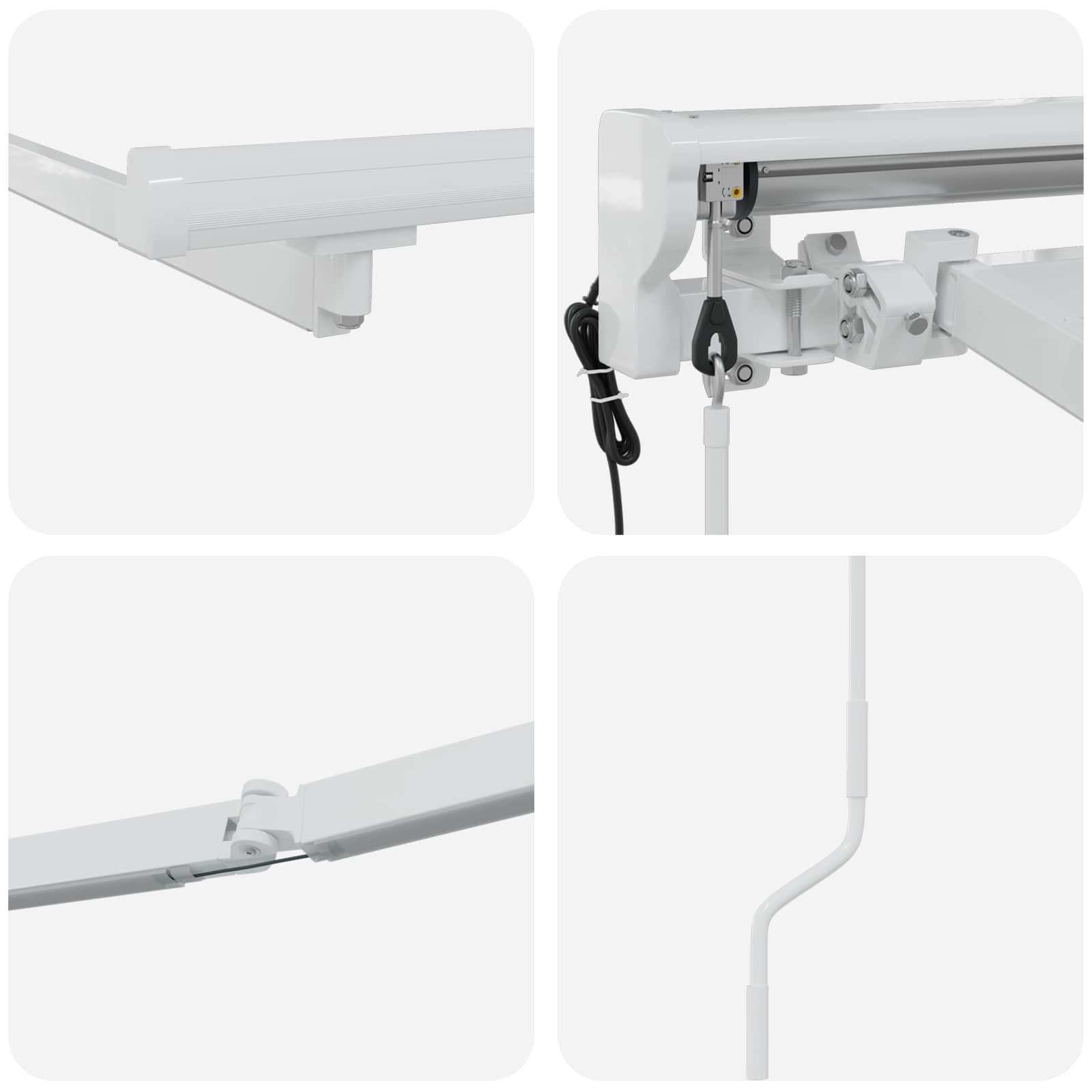 Elektrische Markisenrahmen mit LEDs Weiß 4 x 2 m Aluminium