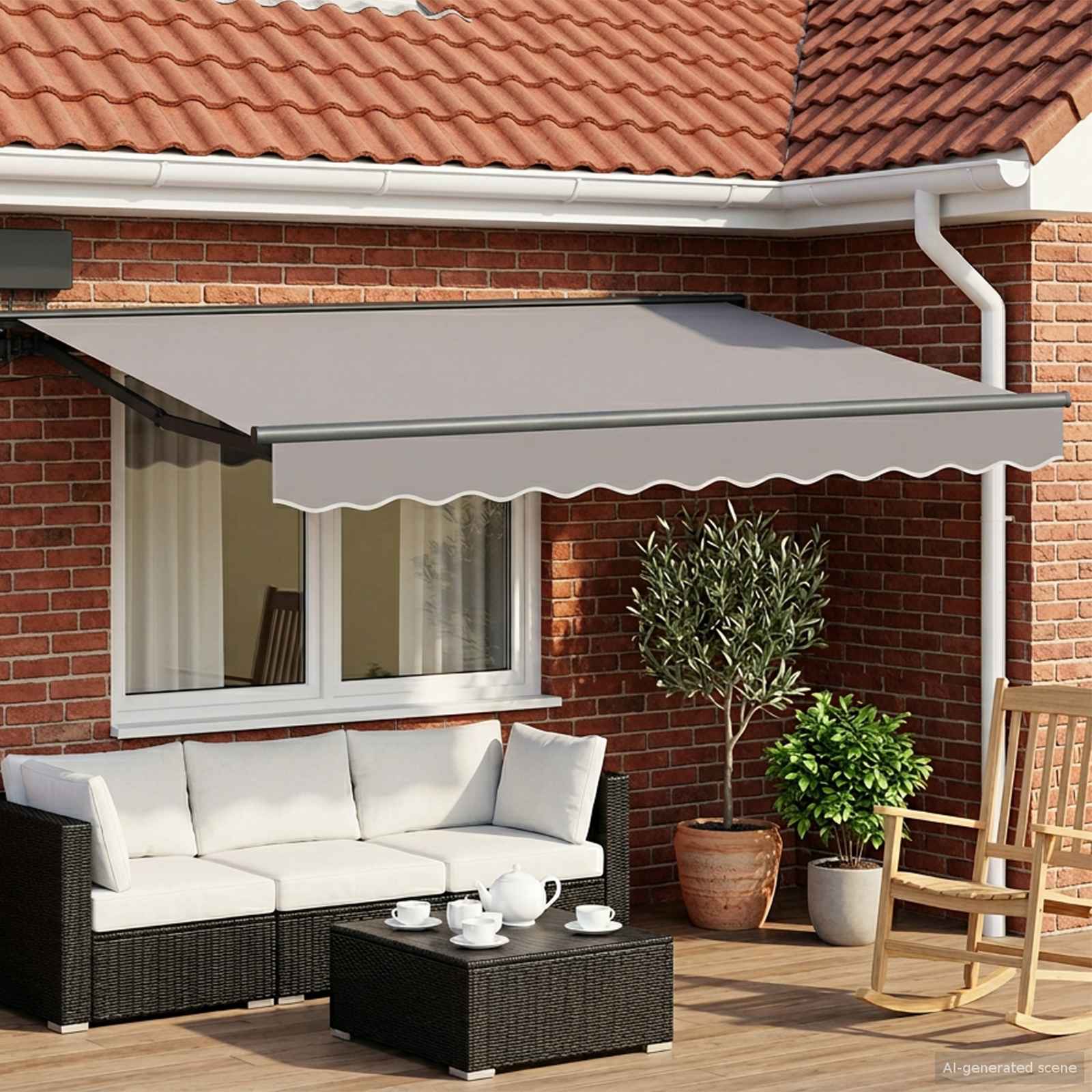 Elektrische Markisenrahmen mit LEDs Anthrazit 3,5 x 2,5 m