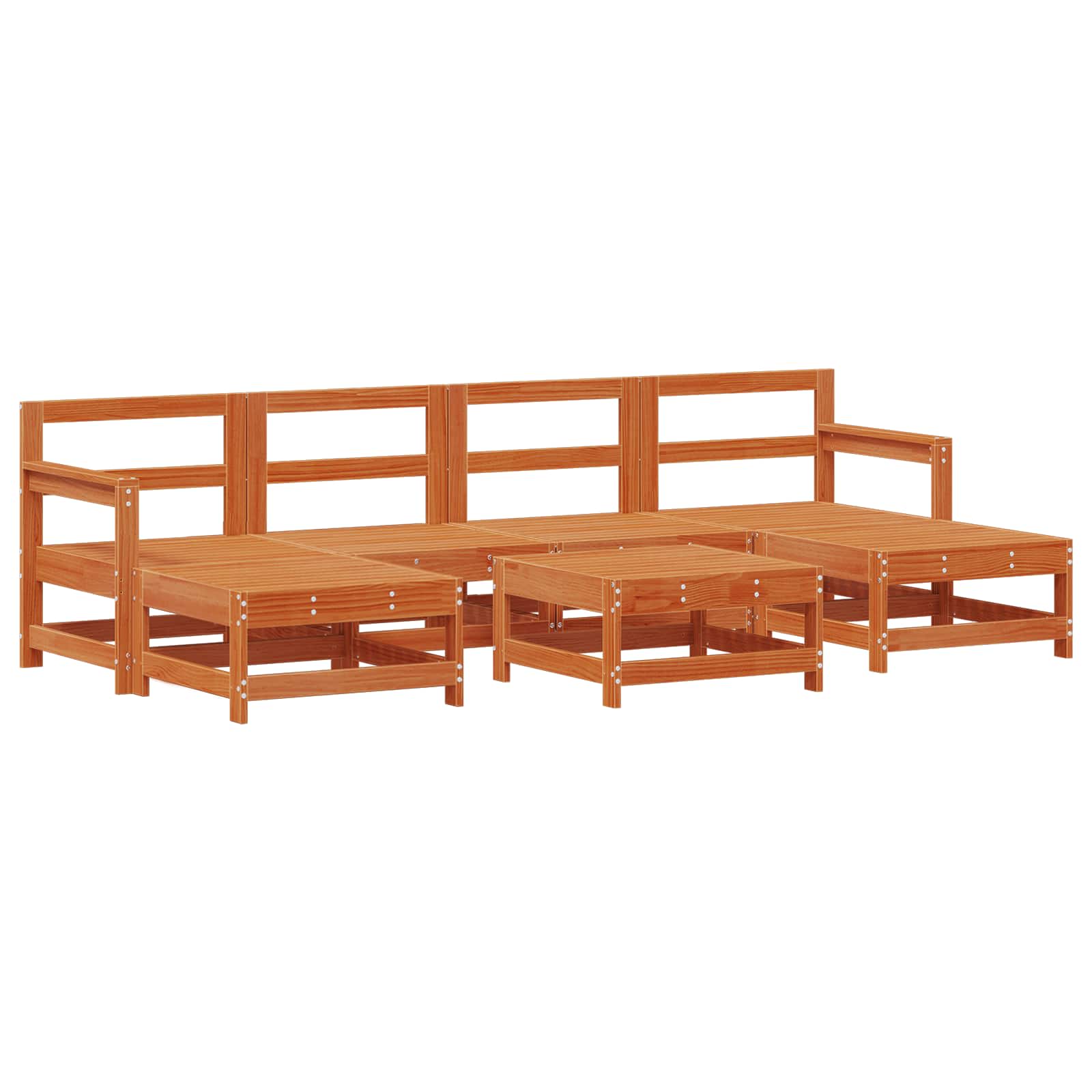 Garten-Lounge-Set 7 pcs Wachsbraun Massives Kiefernholz