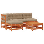 Garten-Lounge-Set 5 pcs Wachsbraun Massives Kiefernholz