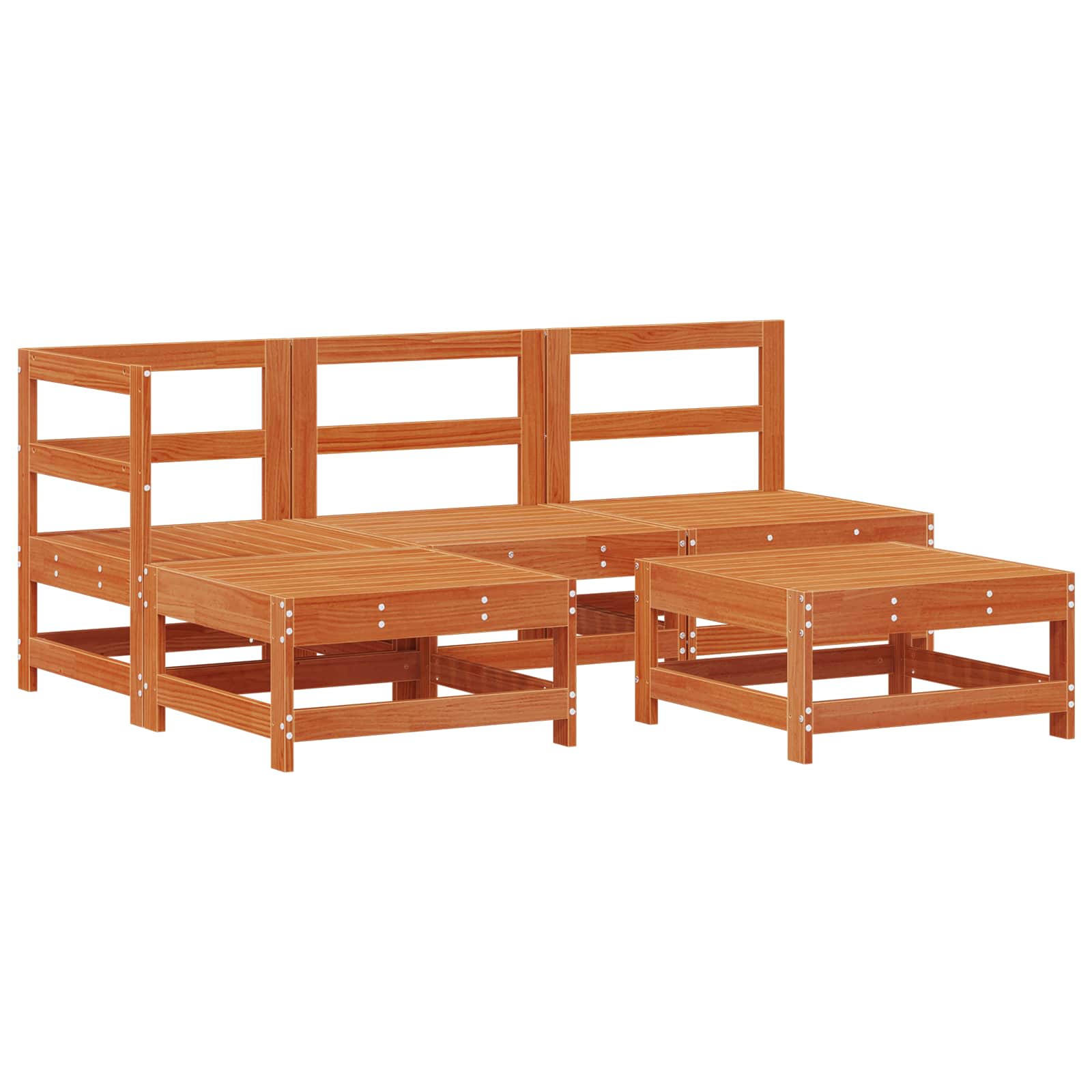 Garten-Lounge-Set 5 pcs Wachsbraun Massives Kiefernholz