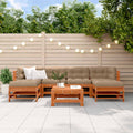 Garten-Lounge-Set 7 pcs Wachsbraun Massives Kiefernholz