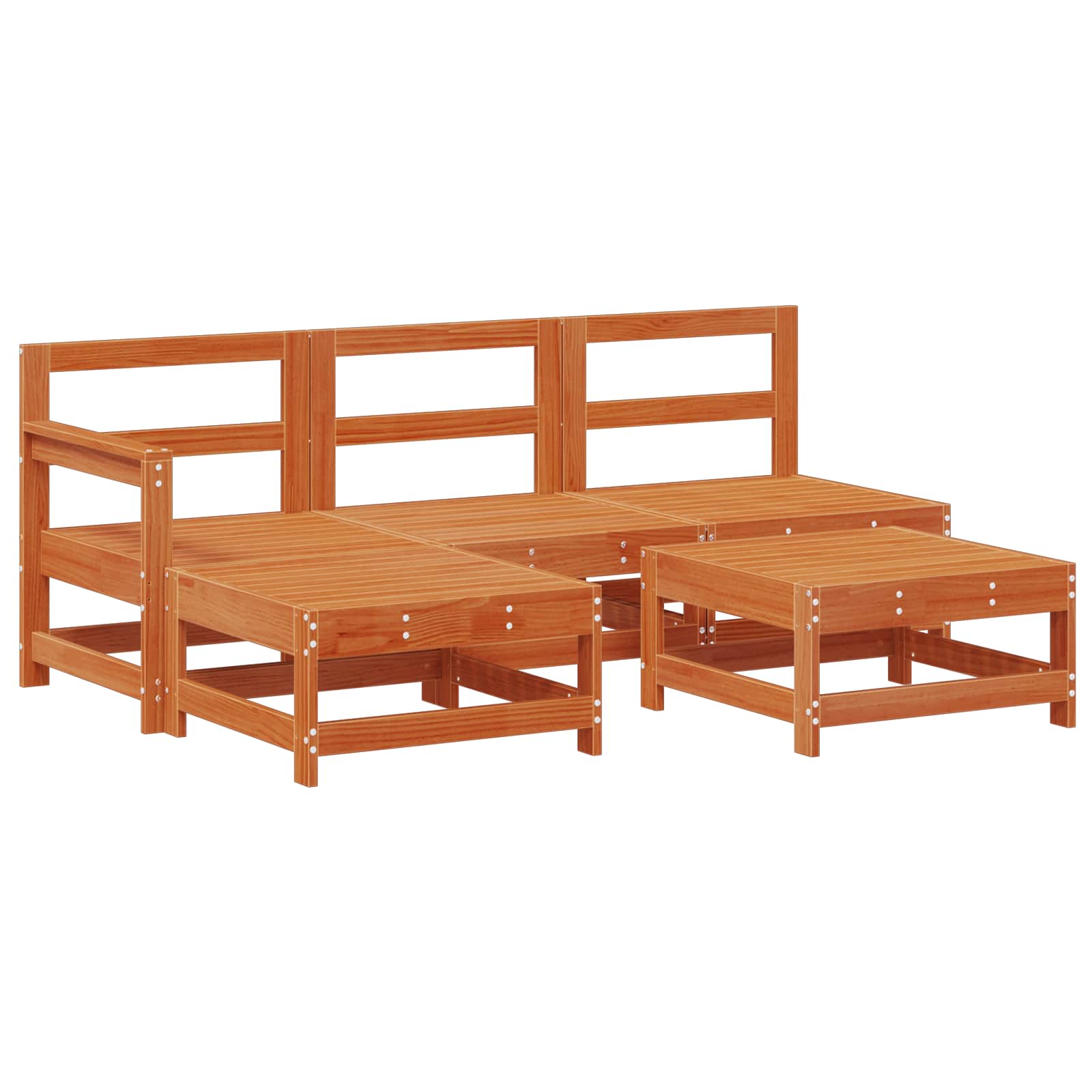 Garten-Lounge-Set 5 pcs Wachsboden Kiefer Massives Kiefernholz