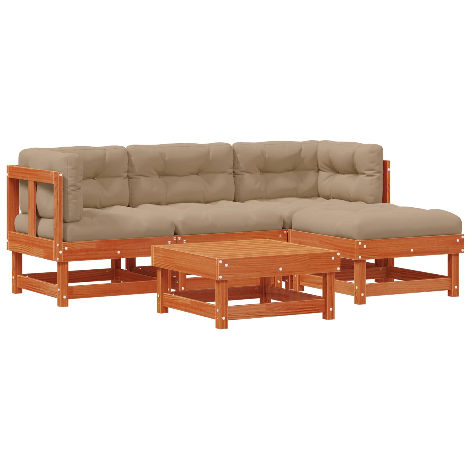 Garten-Lounge-Set 15 pcs Wachsbraun Massives Kiefernholz