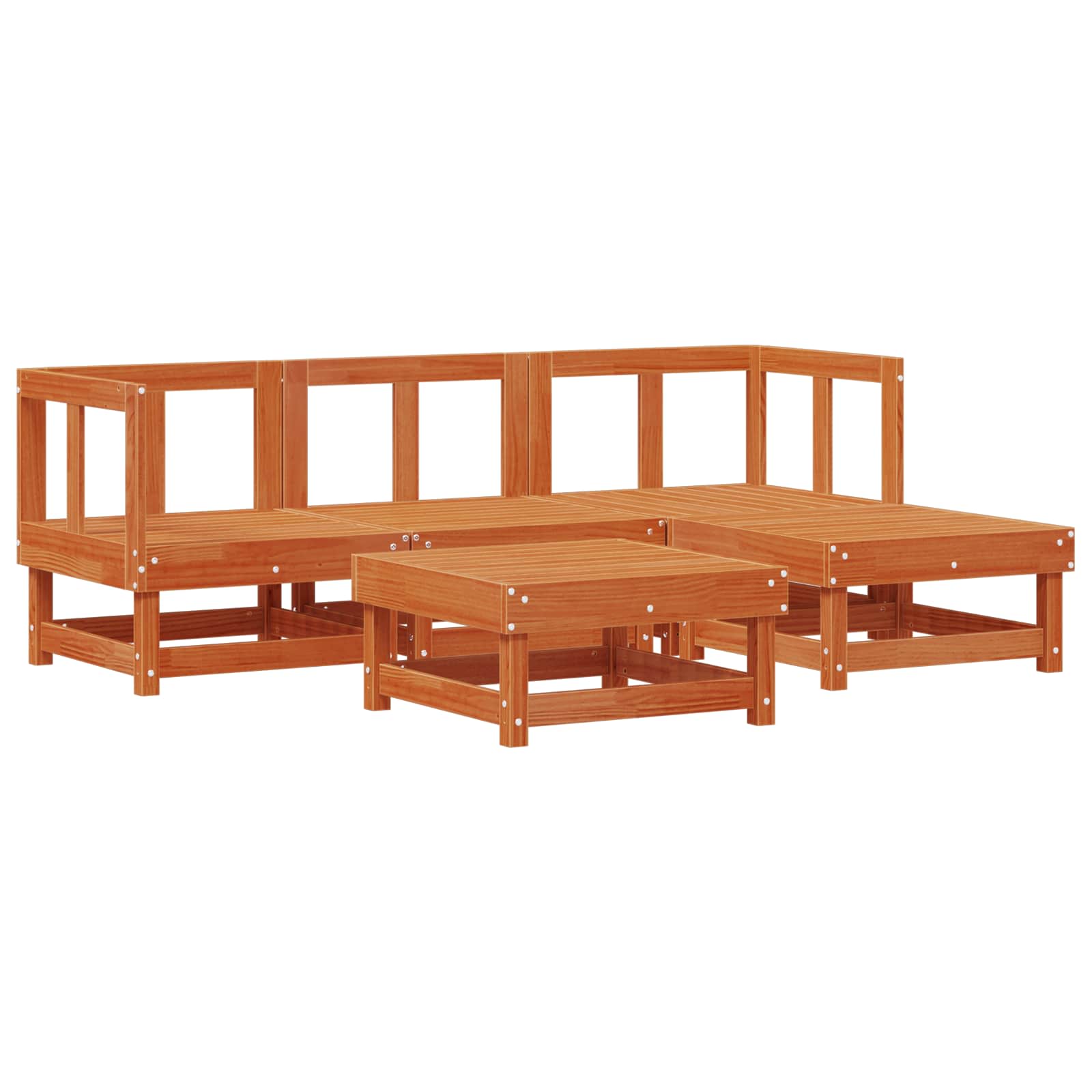 Garten-Lounge-Set 15 pcs Wachsbraun Massives Kiefernholz
