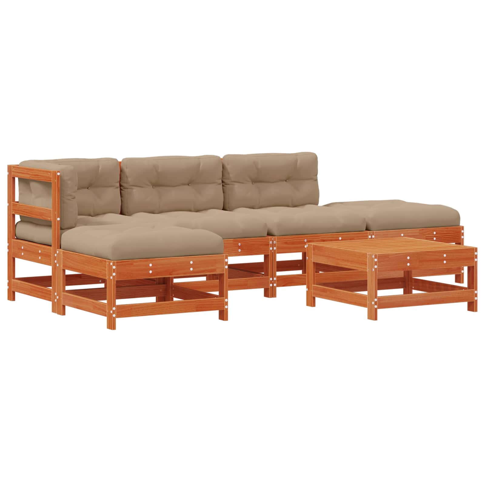 Garten-Lounge-Set 5 pcs Wachsboden Kiefer Massives Kiefernholz