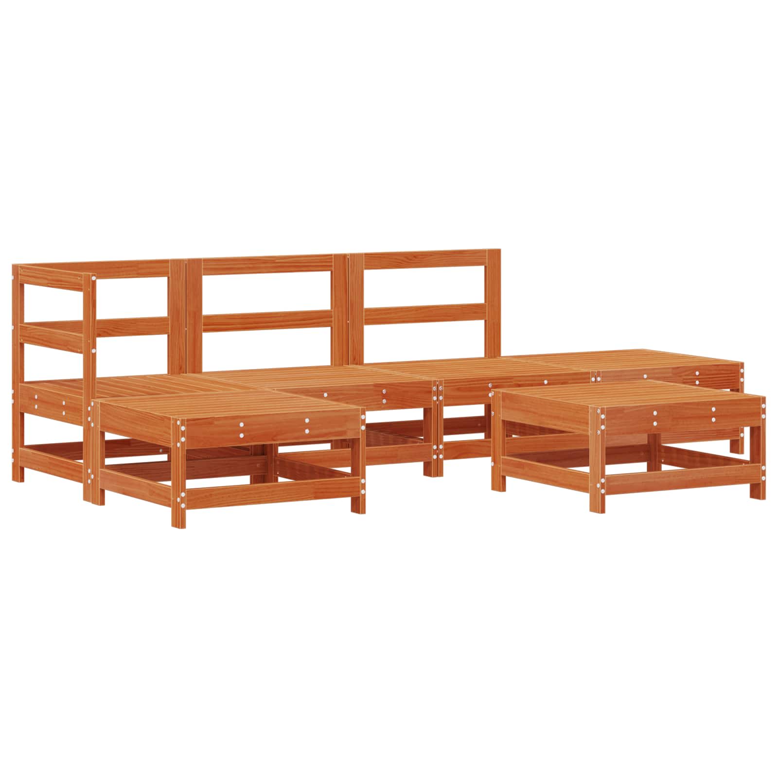 Garten-Lounge-Set 5 pcs Wachsboden Kiefer Massives Kiefernholz