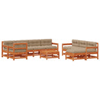 Garten-Lounge-Set 10 pcs Wachsboden Kiefer Massives Kiefernholz