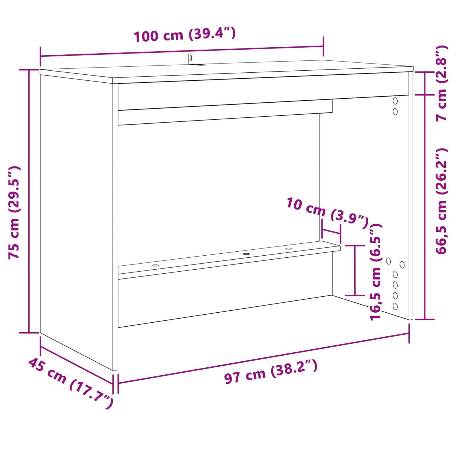Bett-Schreibtisch Schwarze Eiche Holzwerkstoff 100 x 45 x 75 cm