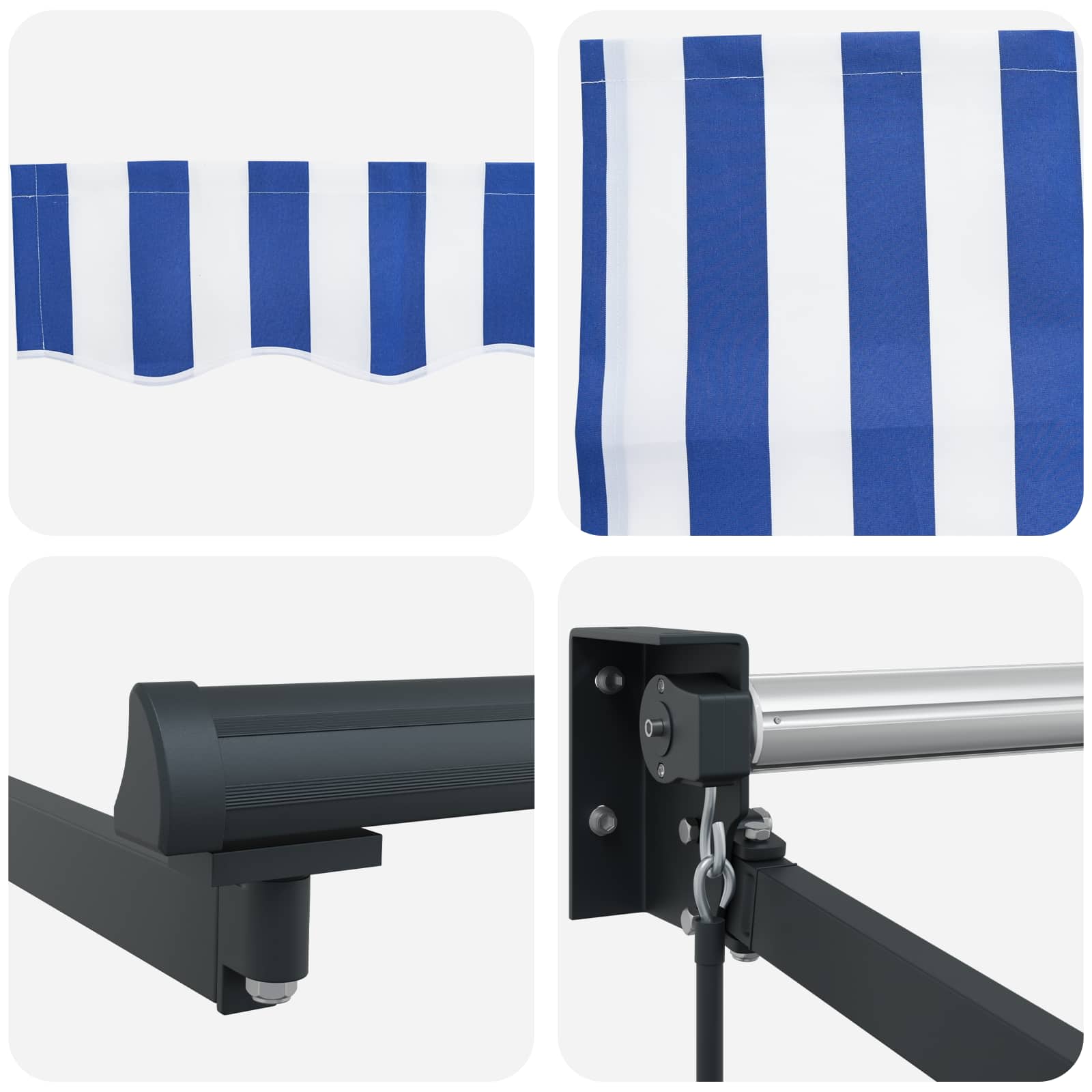 Einziehbare Markise Blau und Weiß 2,5 x 2 m