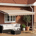Manuelle Gelenkarmmarkise mit LEDs Beige und Weiß 3,5 x 2 m