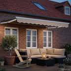 Manuelle Gelenkarmmarkise mit LEDs Beige und Weiß 3,5 x 2 m