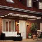 Manuelle Gelenkarmmarkise mit LEDs Beige und Weiß 5 x 3 m