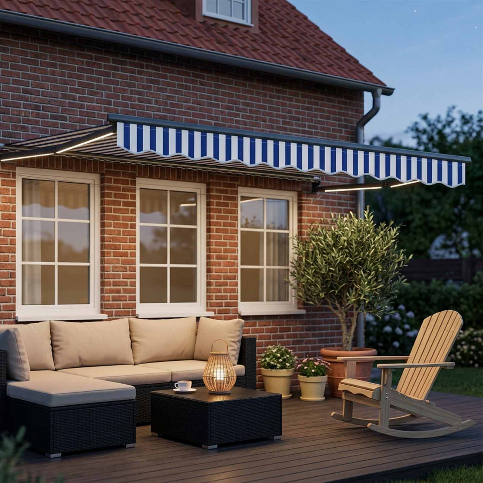 Manuelle Gelenkarmmarkise mit LEDs 2,5 x 2 m