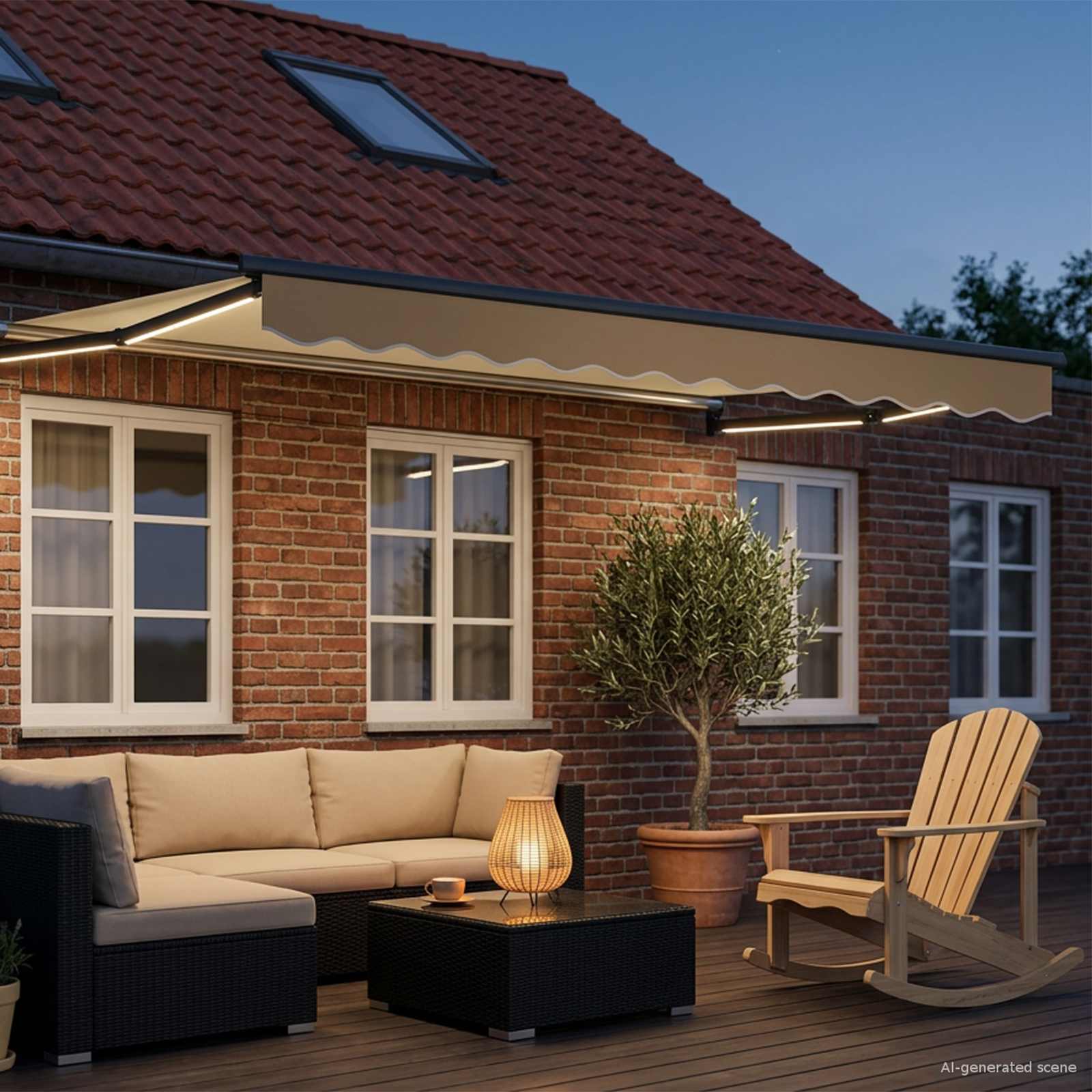Manuelle Gelenkarmmarkise mit LEDs 2,5 x 2 m