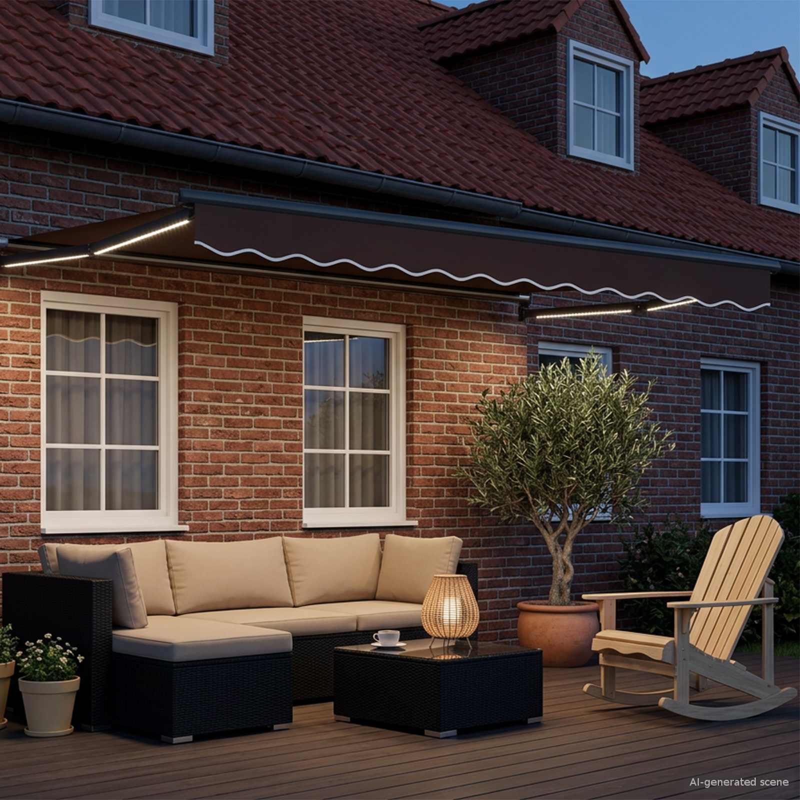 Manuelle Gelenkarmmarkise mit LEDs 2,5 x 2 m