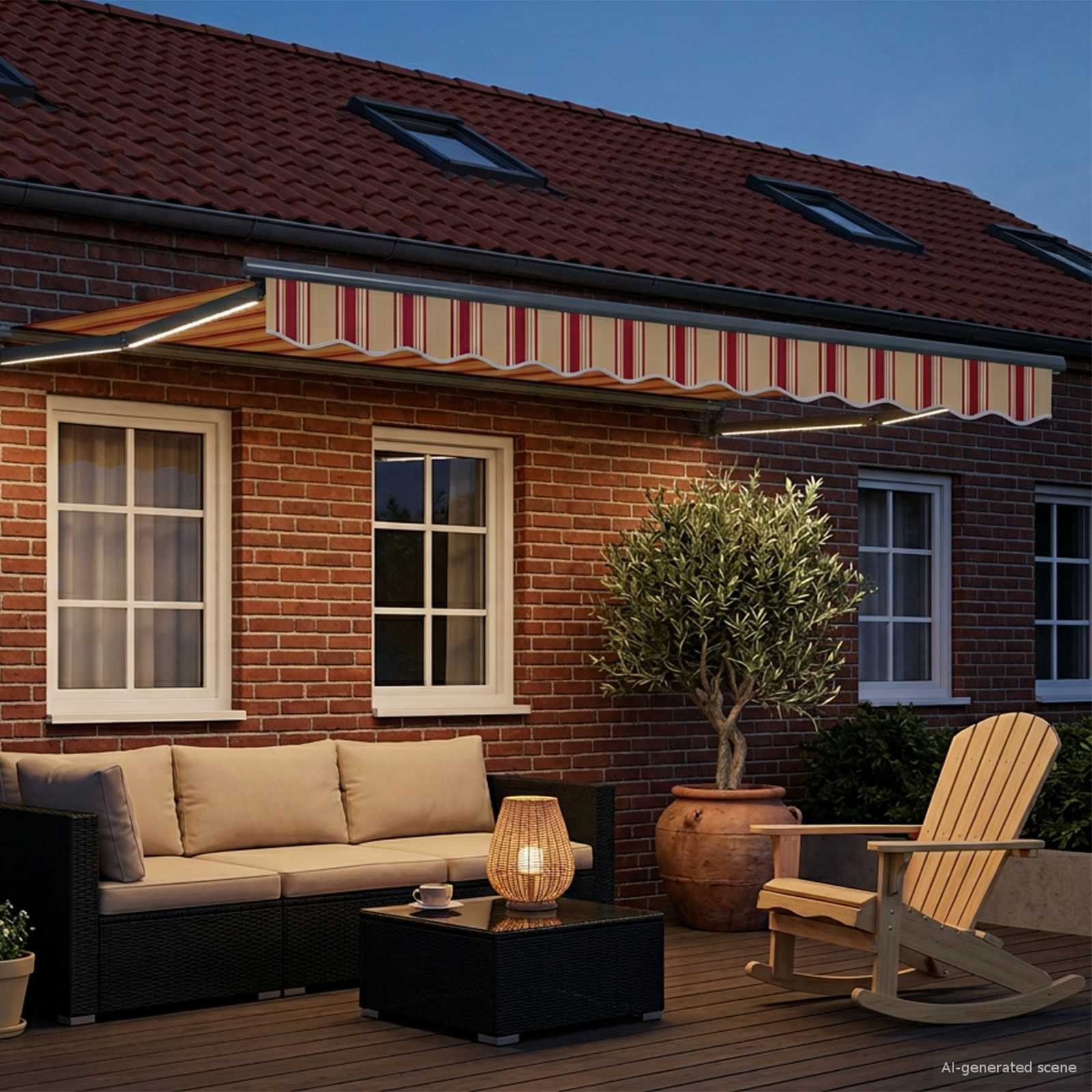 Manuelle Gelenkarmmarkise mit LEDs Mehrfarbig 3 x 2 m