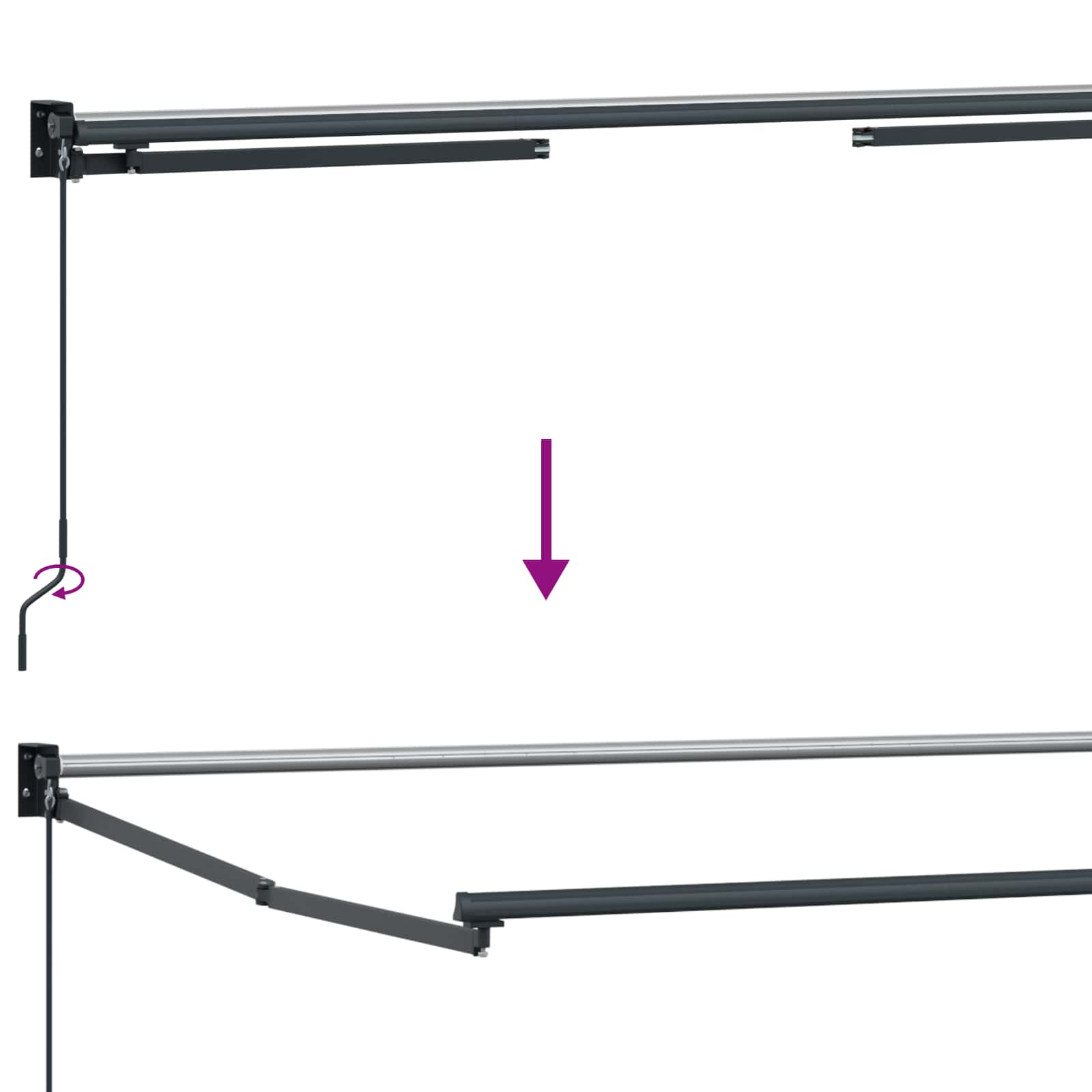 Manuelle Gelenkarmmarkise mit LEDs 3 x 2,5 m