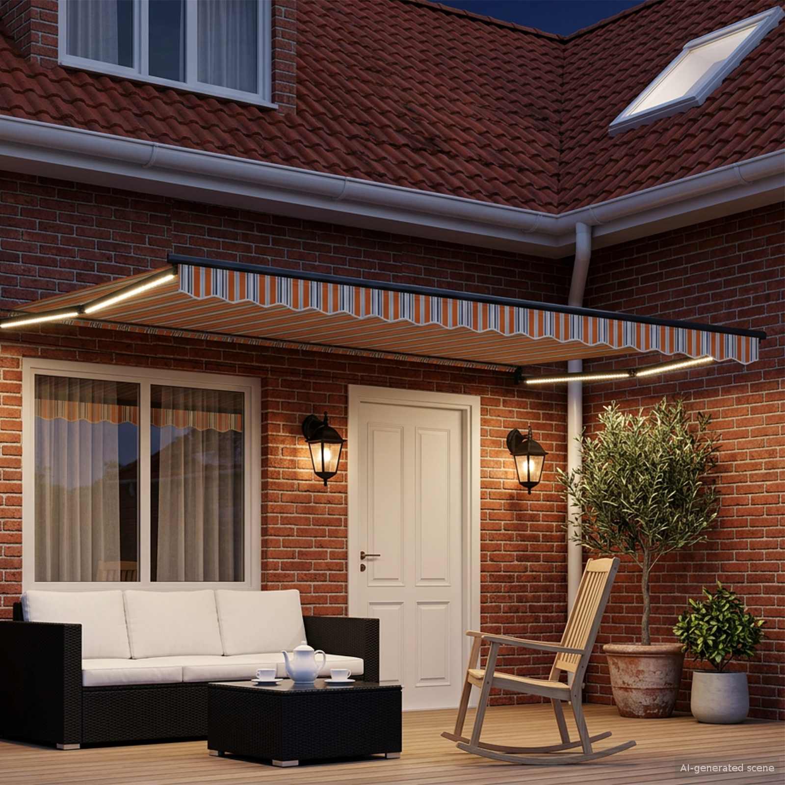 Manuelle Gelenkarmmarkise mit LEDs 4,5 × 3 m