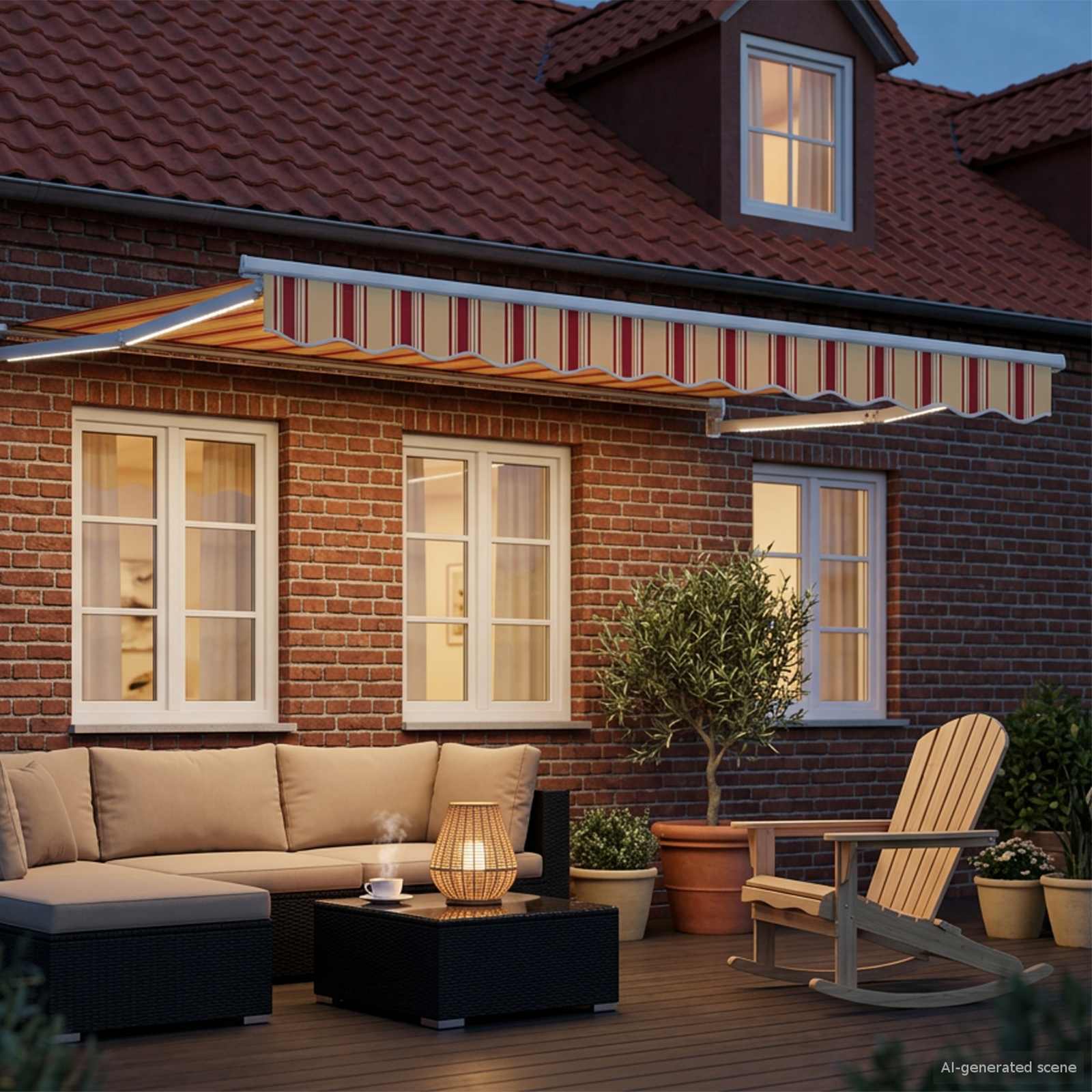 Elektrische ausziehbare Markise Mehrfarbig 3 x 2 m