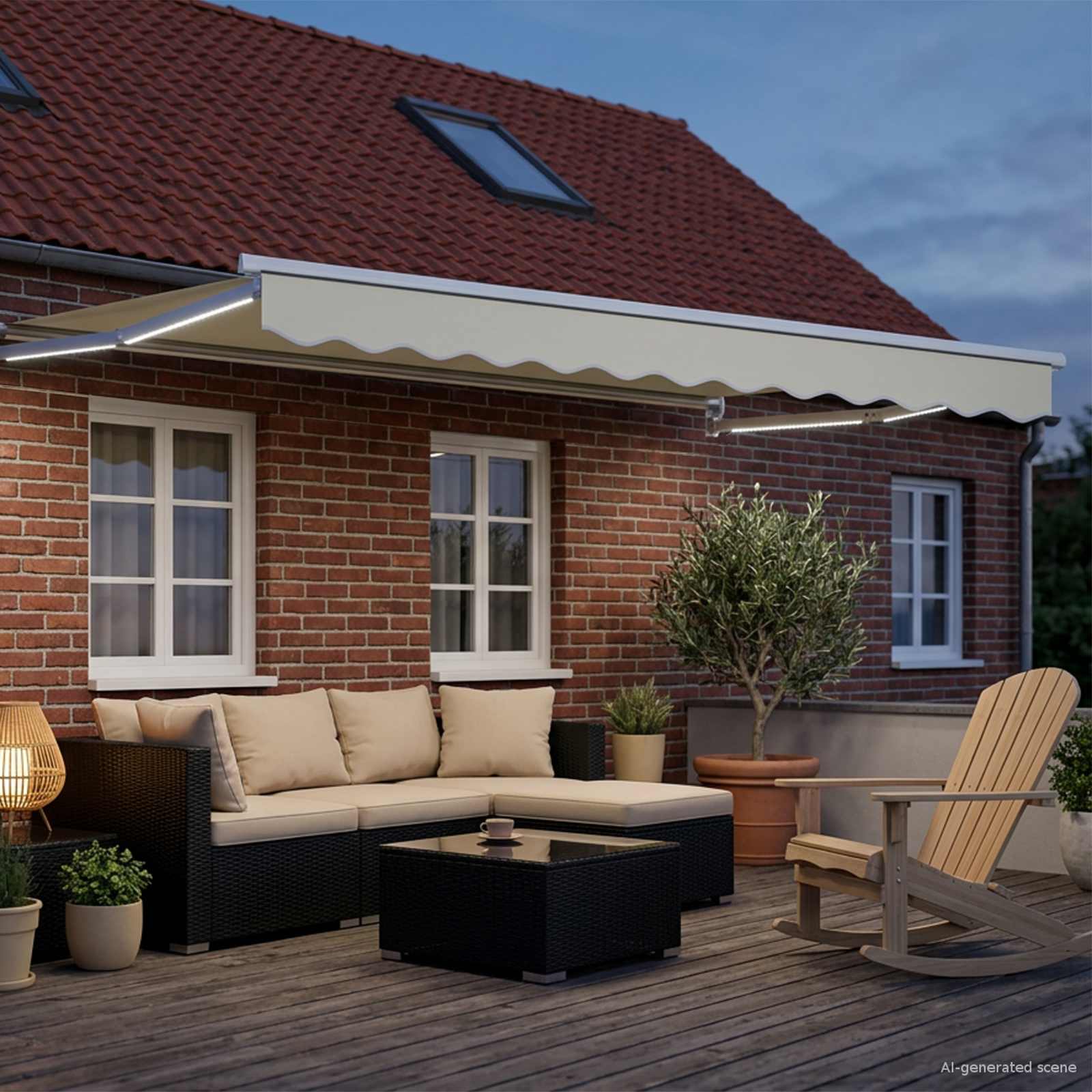 Elektrische ausziehbare Markise Creme 3,5 x 2,5 m