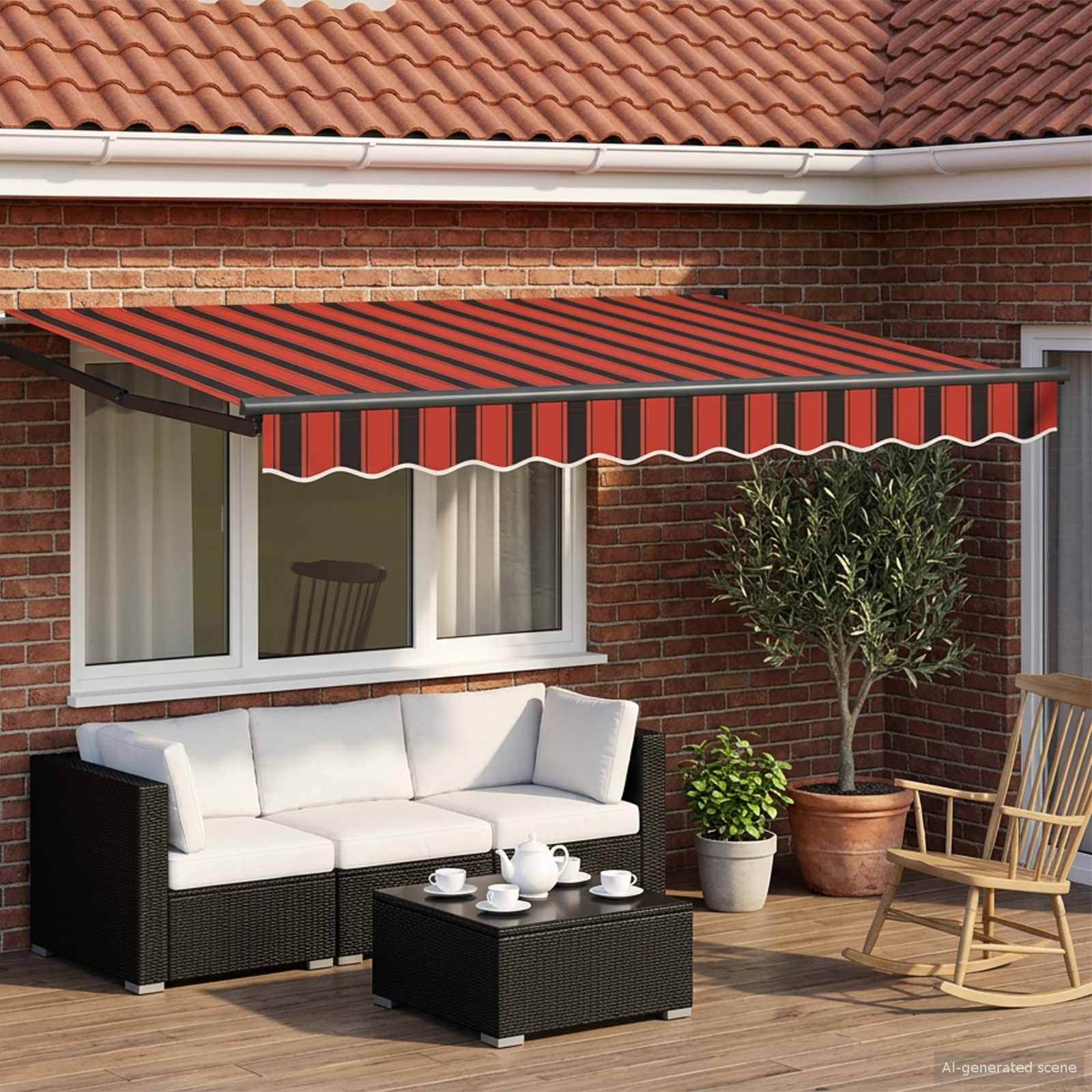 Elektrische ausziehbare Markise Orange und Braun 3,5 x 2,5 m