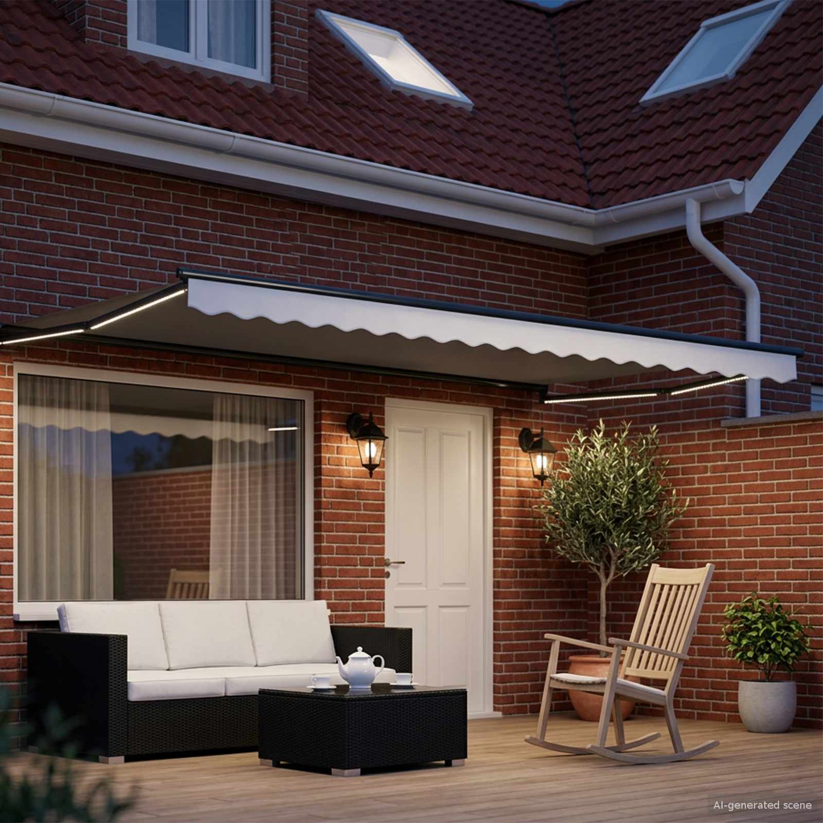 Elektrische ausziehbare Markise Weiß 4 x 3 m