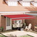 Einziehbare Markise Rot 4 x 3 m Leinen und Aluminium