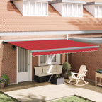 Einziehbare Markise Rot 4 x 3 m Leinen und Aluminium