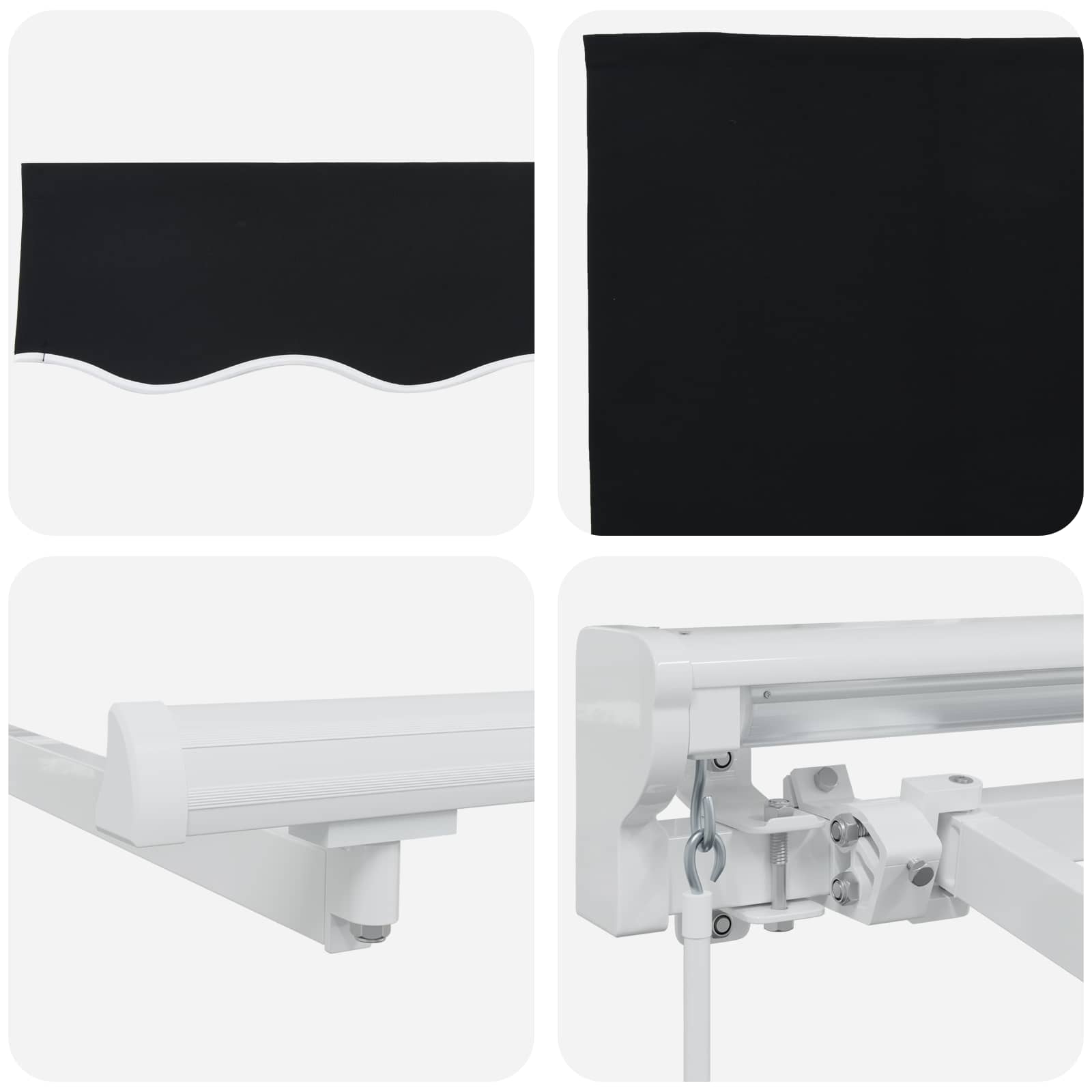 Manuell einziehbare Markise Schwarz 3,5 x 2,5 m