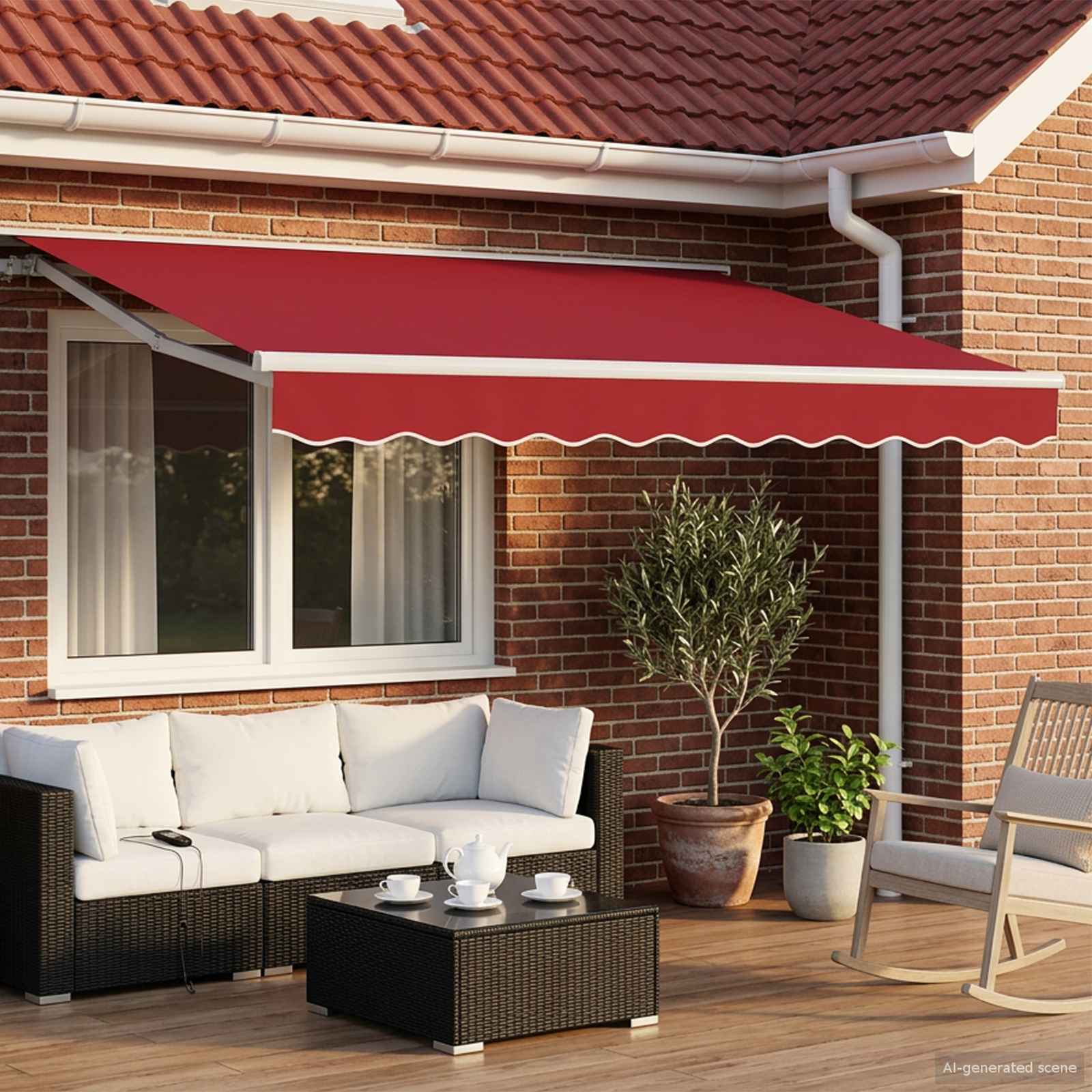 Manuell einziehbare Markise Rot 3,5 x 2,5 m