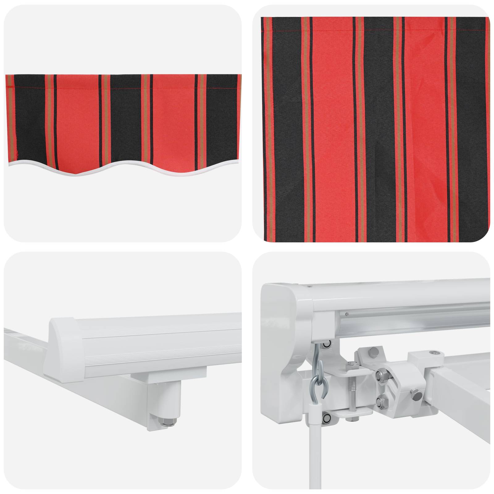 Manuell einziehbare Markise Orange, Schwarz und Gelb 4 × 3,5 m