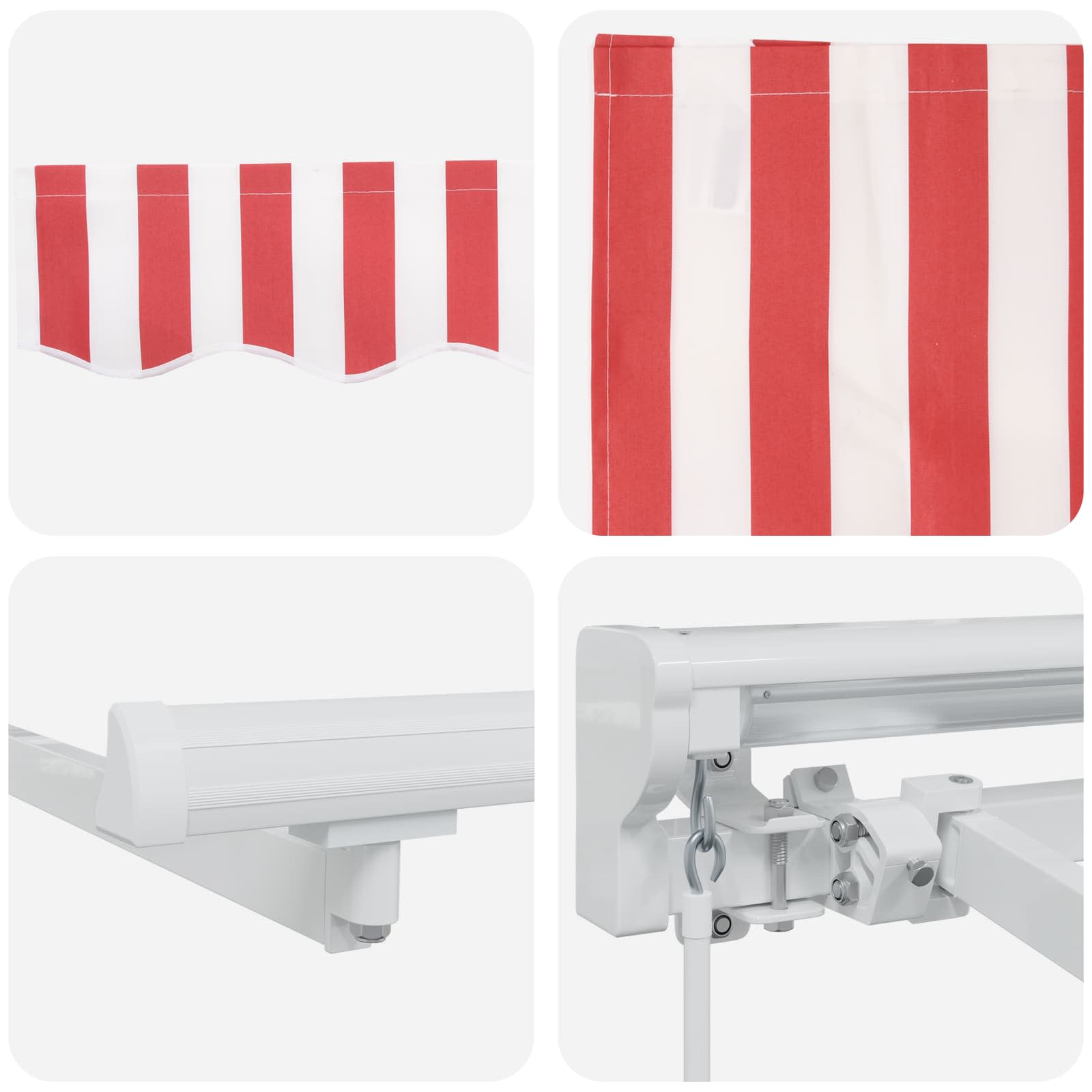 Manuell einziehbare Markise Rot und Weiß 4 × 3,5 m