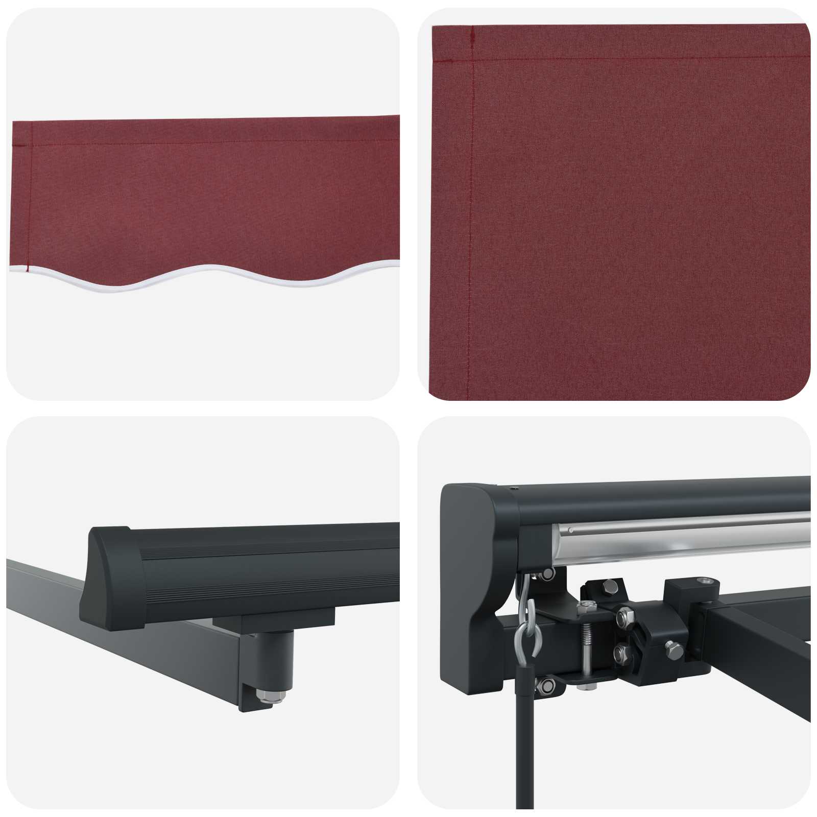 Manuell einziehbare Markise Bordeauxrot 2,5 x 2 m