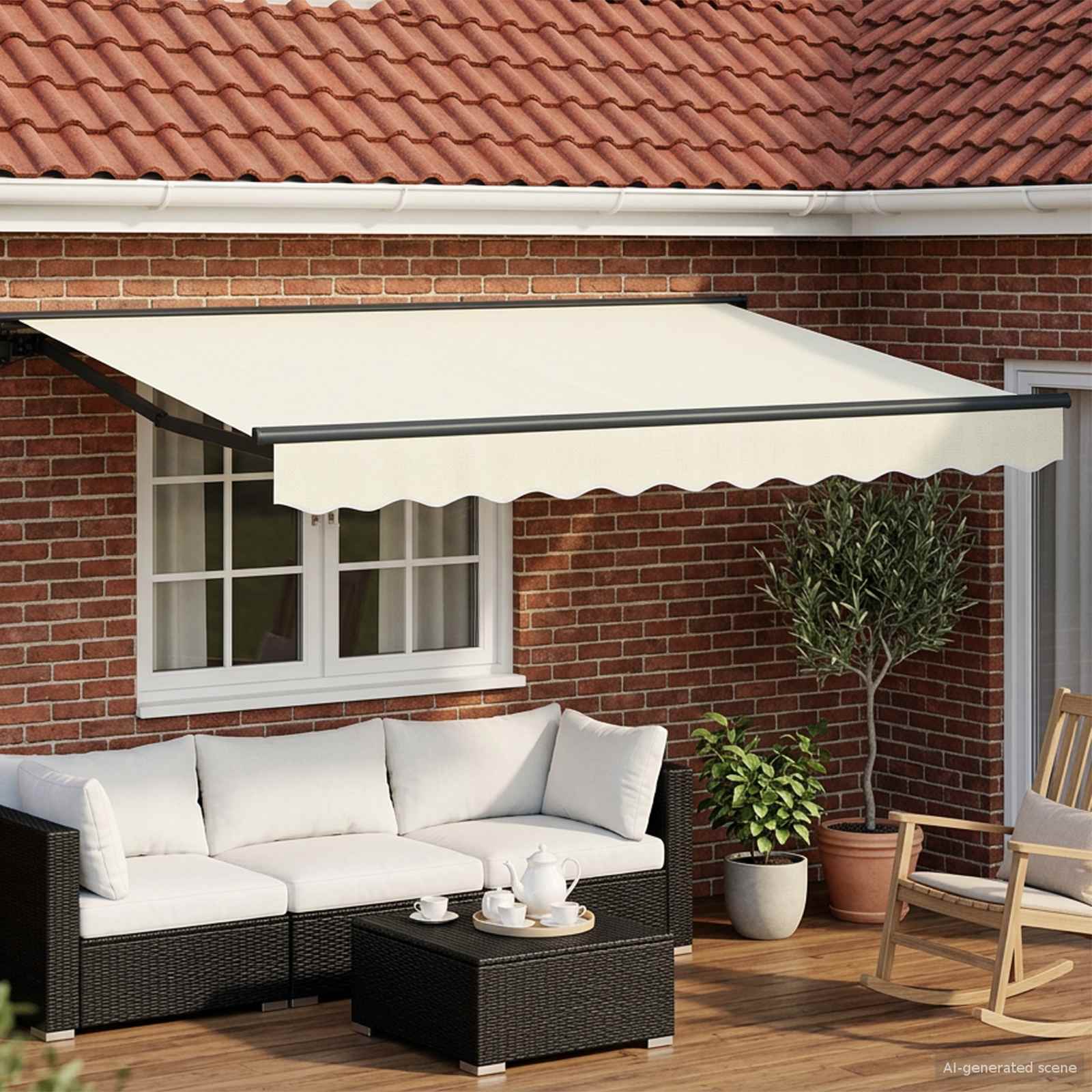 Manuell einziehbare Markise Creme 3,5 x 2 m